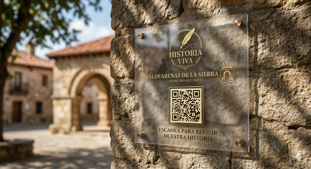 Placa física con QR de Historia Viva