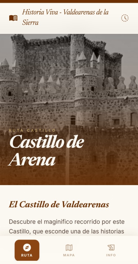 Pantalla de bienvenida de la ruta